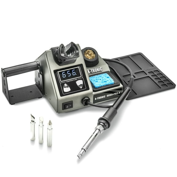 X-Tronic Model 9060-PRO-X • 200 Watt Stained Glass Soldering Iron Station w/4 Soldering Tips • Temp: 392°F - 842°F/200°C - 450°C • °C/°F Conversion • 0 - 30 Minute Sleep Timer.