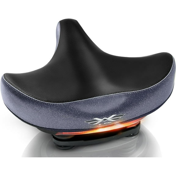 X WING Adult Universal Bike Saddle Seat w/ Foam Cushion & LED Light, Black