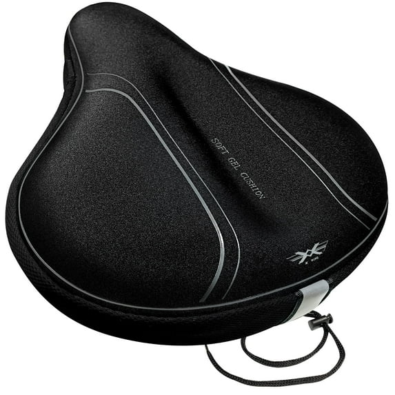 X WING Bike Seat Cushion, Gel Padded Bicycle Seat Cover for Men & Women Comfort, Ultra-Soft Saddle Cushion, Wide Bike Seat Cover Fits with Peloton, Exercise, Stationary, Indoor Outdoor (12" x 11")