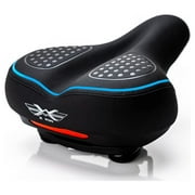 X WING Comfortable Sport Bike Seat with Base Foam Bicycle Seat, Elastomer Due Coils Shock Absorption and Reflective Band for Indoor and Outdoor Bike Riding Activities