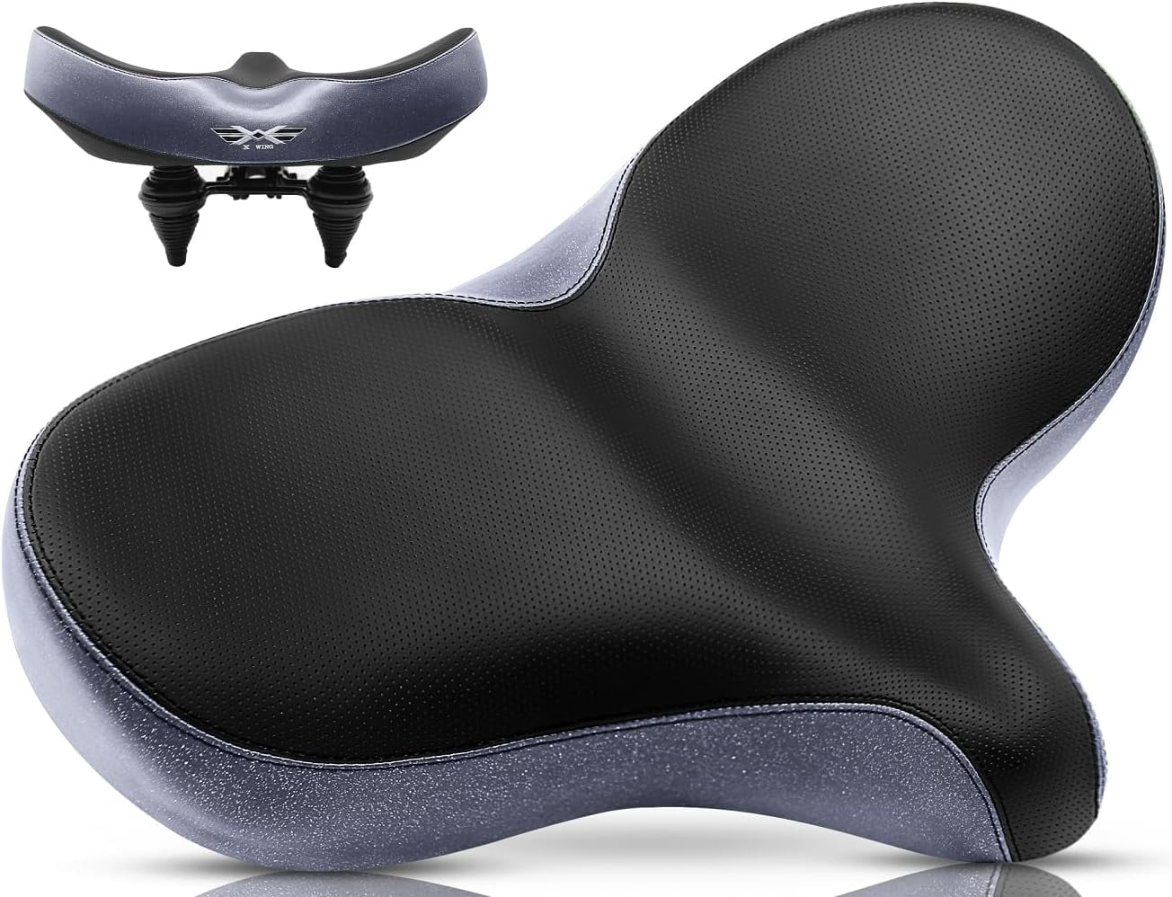 X WING Adult Universal Bike Saddle Seat w Foam Pad Comfort Cushion Black
