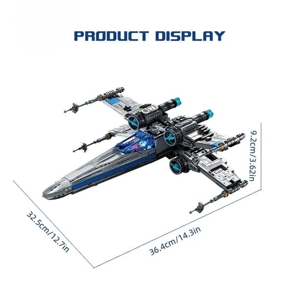 X-Wing Space Fighter Building Blocks Set with LED Lights – Mechanical Space Vehicle Construction Toy, Includes Pilot Bricks, Great Gift Idea