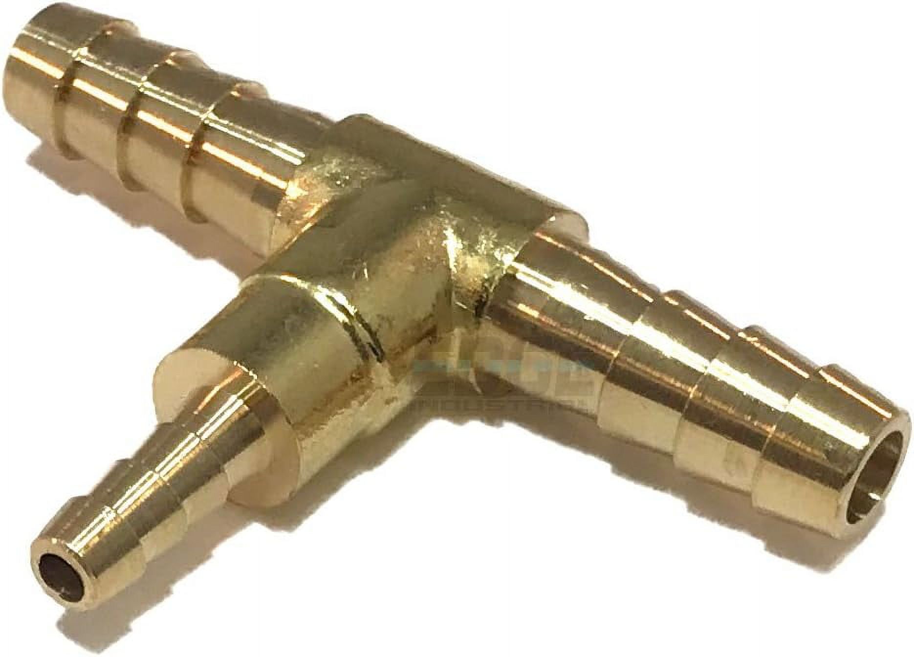 Brass 3-Way Tee Fitting - 1/2" X 5/8" Hose Barb For Gas, Fuel, Water Or Air Lines