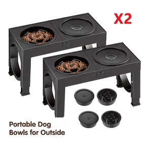 X XBEN 2-Pack Elevated Dog Bowls Stand, 5-Level Height Adjustable Slow  Feeder with 2 Stainless Steel Bowls, Anti-Slip Joint Relief Food Water Dish for Small Medium Large Dogs
