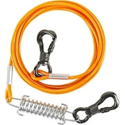 X XBEN 20FT Tie Out Cable for Dog with Durable Swivel Hooks and Shock Absorbing Spring for Outdoor, Yard and Camping, Dog Run Cable Tether Line for Small to Medium Dogs Up to 200lb