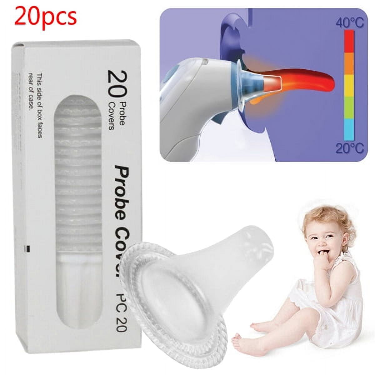 X XBEN 20pcs Ear Thermometer Probe Covers Disposable Refill Caps for