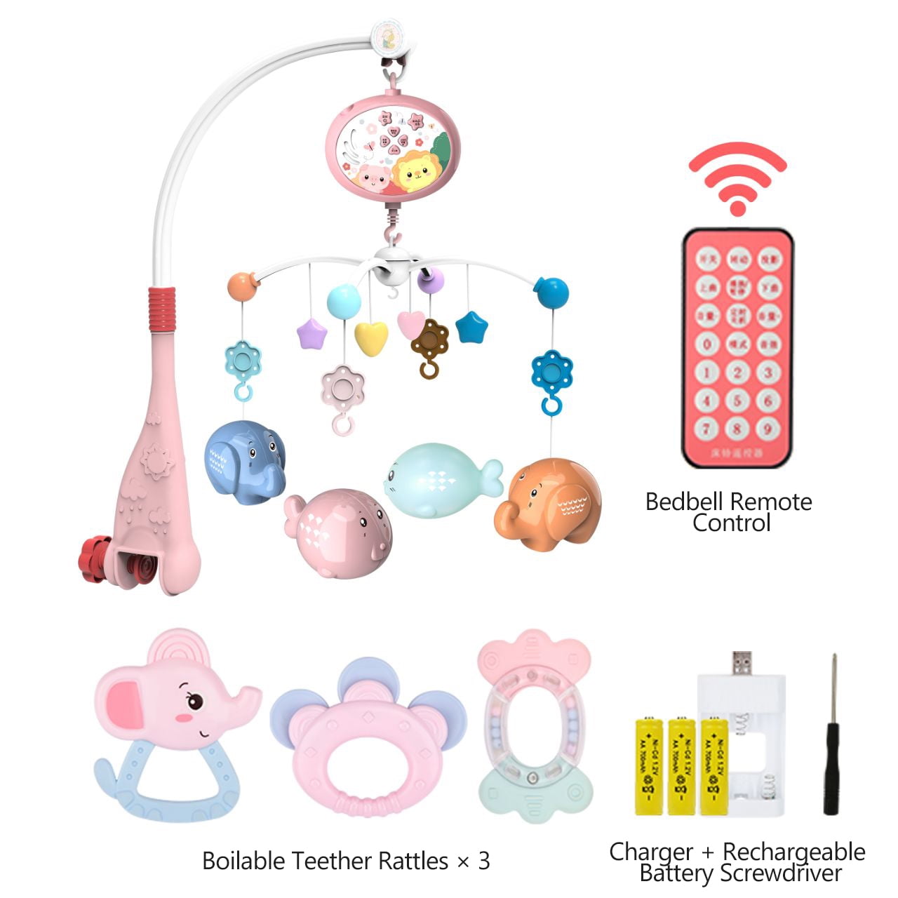 X XBEN Baby Crib Mobile, Crib Toys with Star Projection Light, Music