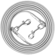 X XBEN Dog Tie Out Cable for Large Dogs, 15ft Heavy Duty Dog Cable Chain Up to 250lbs, Reflective Dog Lead Leash for Outside, Yard, Camping, (Silver, 250lbs 15f