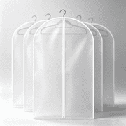 X XBEN Garment Bags and Clothes Covers for Dust Protection Set of 5, Garment Bag for Hanging Clothes, Suits, Dresses, and Long Gowns with Zipper for Closet Use 120 x 60 cm, 5-Pack