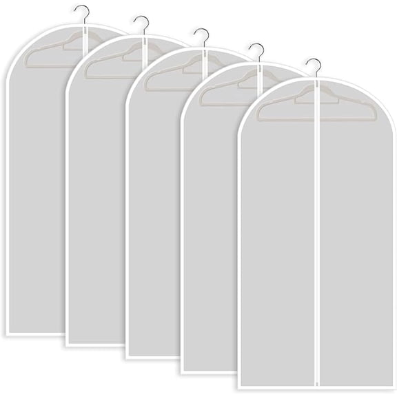 X XBEN Garment Bags and Clothes Covers for Dust Protection (Set of 5), Garment Bag for Hanging Clothes, Suits, Dresses, and Long Gowns with Zipper for Closet Use—120 x 60 cm, 5-Pack