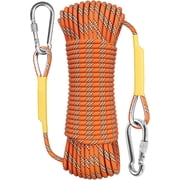 X XBEN Outdoor Climbing Rope 32ft / 64ft / 96ft / 160ft Static Rock Climbing Rope for Escape Rope Ice Climbing Equipment Fire Rescue Parachute  Orange, 96ft