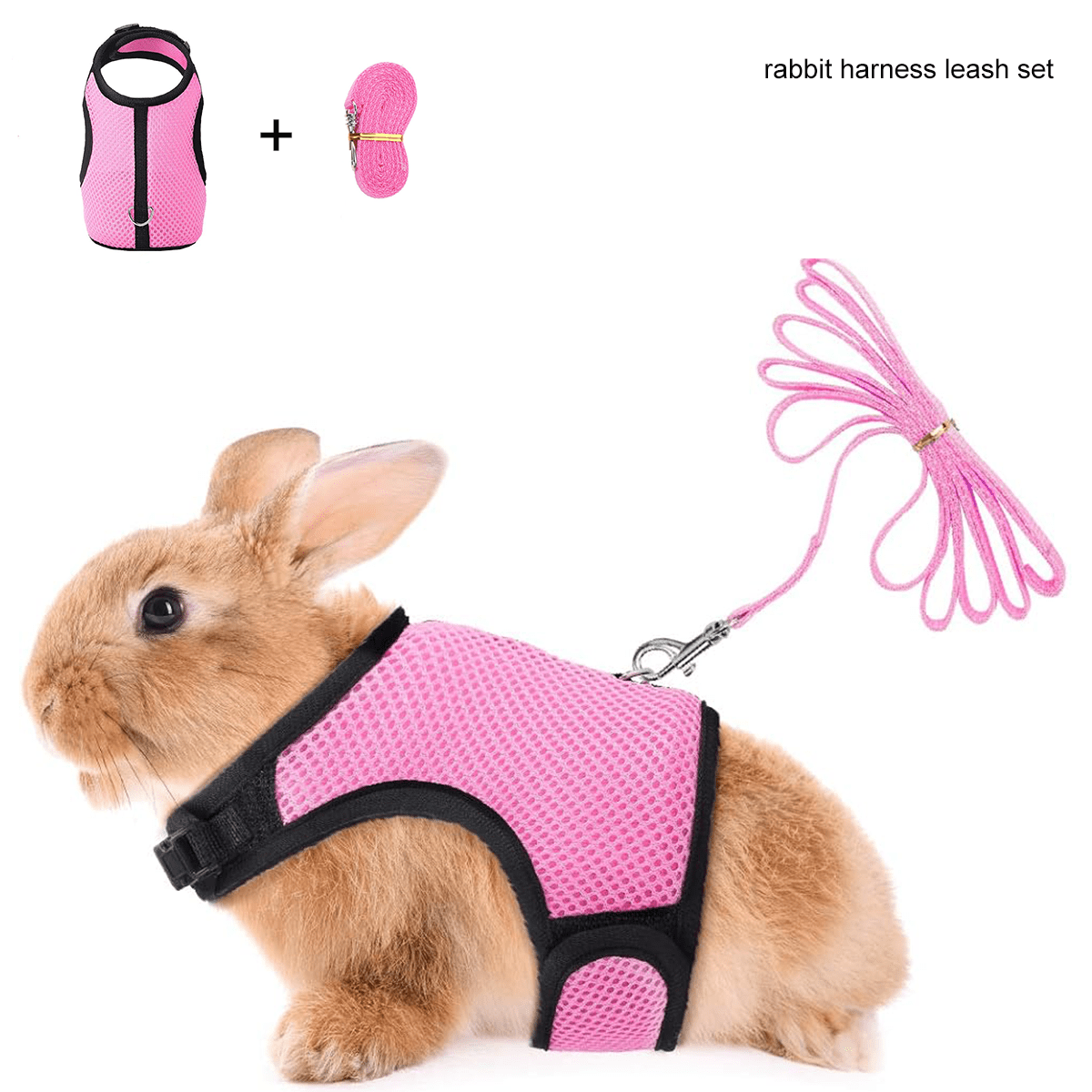 X XBEN Rabbit Harness and Leash Set with 2 Cute Decorations Bunny ...