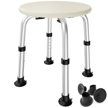 X XBEN Shower Chair for Inside Shower, Adjustable Shower Bench Stool with Anti-Slip Rubber Tips - Round Shower Seat for Elderly and Disabled