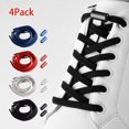 thumbnail image 1 of 4 Pairs No Tie Shoelaces Elastic Lock Fast Lacing Lazy Lace Adult Kids Sport Sneakers Shoe Strings Shoe Laces Men Women Lock Quick Lazy Laces,White Black Blue Brown, 1 of 7