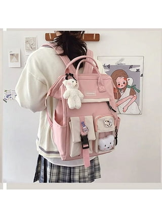 Black Pink Plaid Patchwork Pattern Spring Shoulder Bag Large Capacity  Handbag for Women New College Style Fashion Backpack