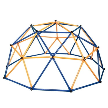 X Xhtang Kid's Climbing Dome Outdoor Dome Climber Steel Frame Monkey Dome Climber Bars Playset Children Outdoor Playground Jungle Gym, Ages 3-10 Kid, Red, Yellow and Blue