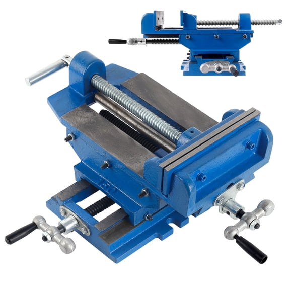 X-Y Drill Press Vise, Blue Coating, Anti-Slip Jaws, 2-Axis Drill Press Vise, for Automotive Repair, Furniture Assembly, Factory Work