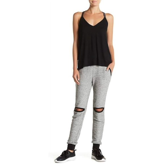 X by Gottex Knee Cutout Joggers, Loop Heather - Large