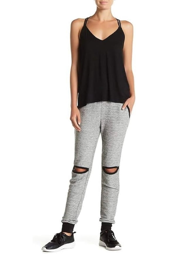 Knee Cutout Joggers, Loop Heather - Large