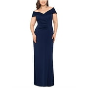 X by Xscape Womens Plus Ruched Long Evening Dress