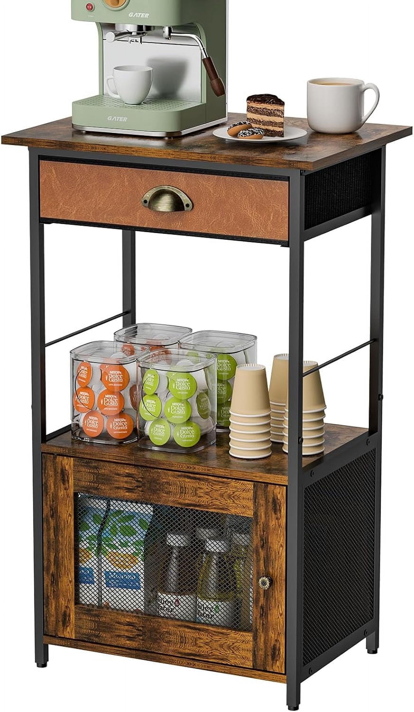 X-cosrack 3-Tier Farmhouse Coffee Bar Station With Storage Cabinet & Magnetic Door - View #7