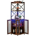 thumbnail image 1 of X-cosrack Corner Bar Cabinet with Glass Holder, Industrial Wine Cabinet with Mesh Door, 5-Tier Liquor Bar Cabinet for Home Small Space, Rustic Brown, 1 of 9