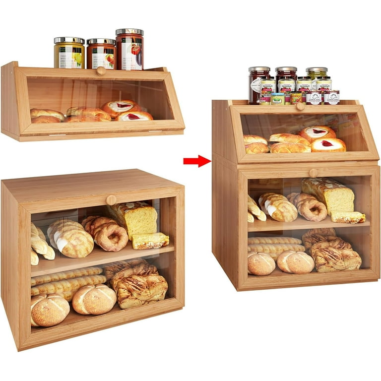 Red Metal Bread Box with Lid and Transparent Window, 11.8 Red Metal Bread Box with Lid and Transparent Window, 11.8