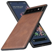 X-level Google Pixel 6 Case, Anti-Scratch Premium PU Leather Soft TPU Bumper Shockproof Protective Phone Cover Case for Google Pixel 6 (Brown)