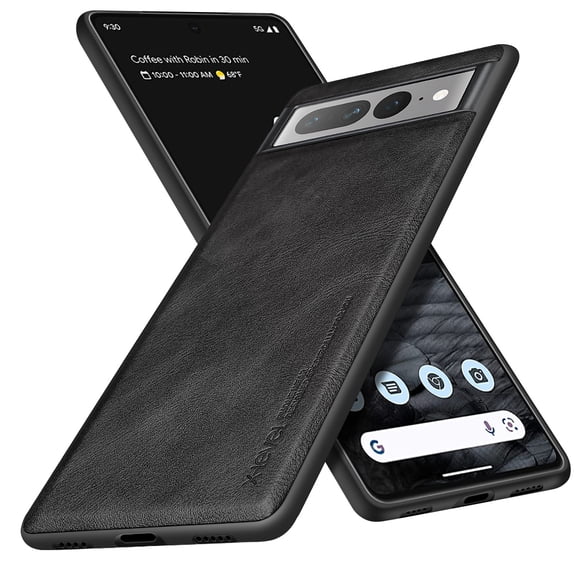 X-level Google Pixel 7 Pro Case, Anti-Scratch Premium PU Leather Soft TPU Bumper Shockproof Protective Phone Cover Case for Google Pixel 7 Pro (Black)