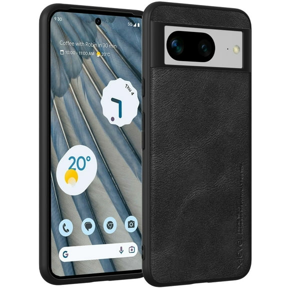 X-level Google Pixel 8 Case, Anti-Scratch Premium PU Leather Soft TPU Bumper Shockproof Protective Phone Cover Case for Google Pixel 8 (Black)