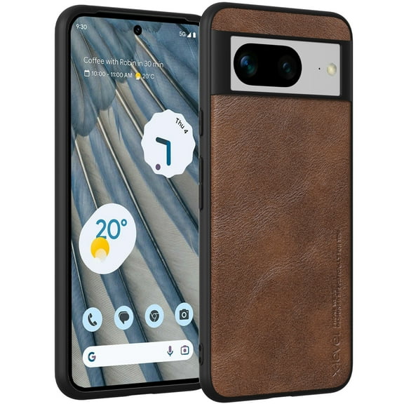 X-level Google Pixel 8 Case, Anti-Scratch Premium PU Leather Soft TPU Bumper Shockproof Protective Phone Cover Case for Google Pixel 8 (Brown)