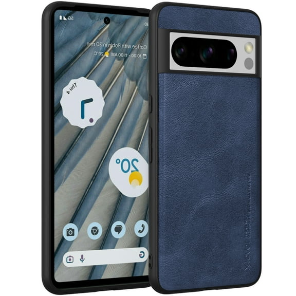 X-level Google Pixel 8 Pro Case, Anti-Scratch Premium PU Leather Soft TPU Bumper Shockproof Protective Phone Cover Case for Google Pixel 8 Pro (Blue)