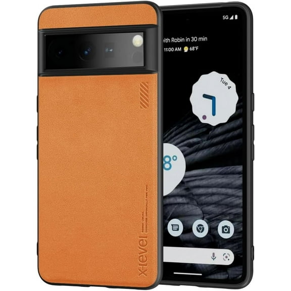 X-level Google Pixel 8 Pro Case Drop Protective Thin Dual Layer Shockproof Bumper Cases Full Body Rugged Hard PC Back Anti-Scratch Microfiber Surface with Grip with Soft Edge Slim Cover-Brown