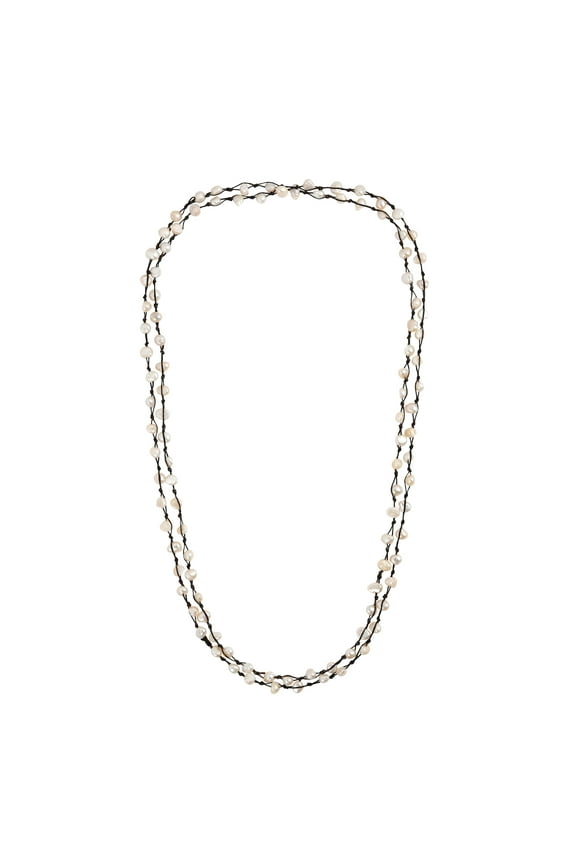 X-long Handmade Pearl Nugget Wax Rope Necklace