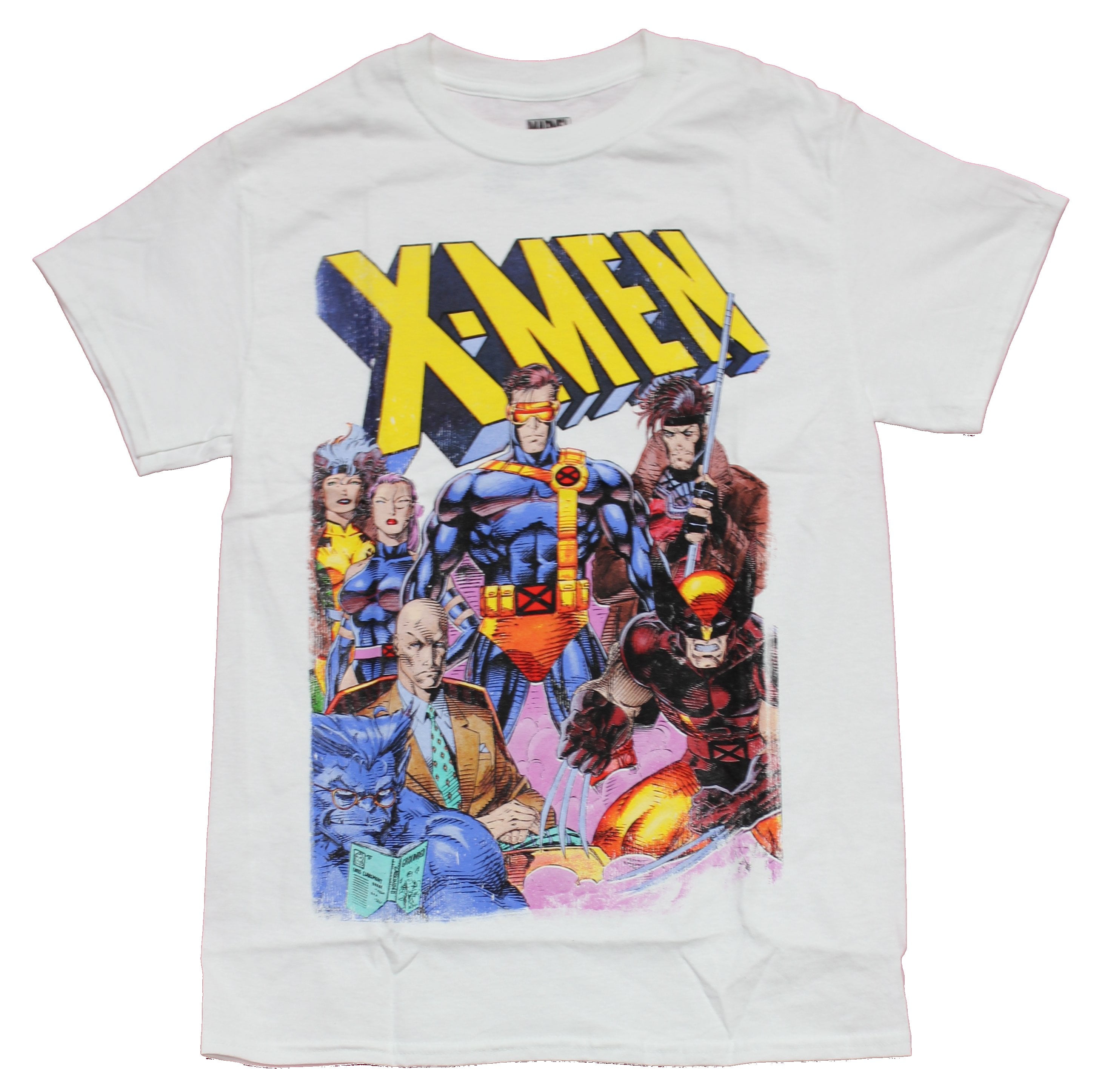 X-Men Men's Graphic Tee T-Shirt - Jim Lee Art & Yellow Logo (Small