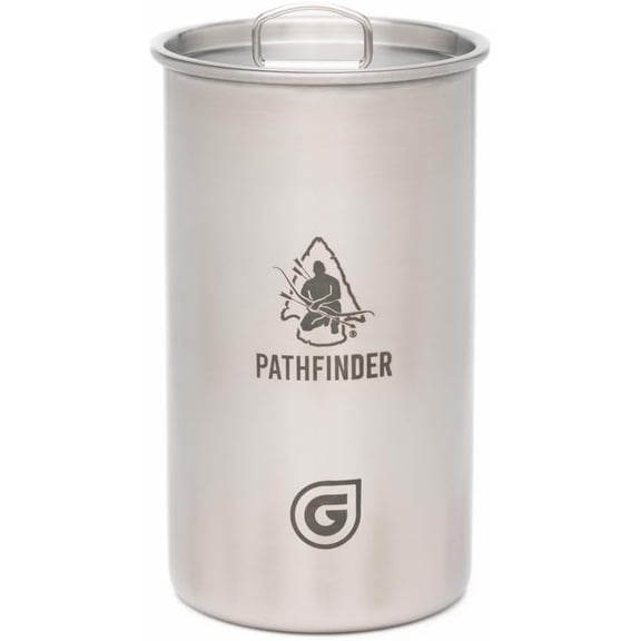 X opress Nesting Cup with Lid Heavy-Duty Stainless Steel Camping Graduated Measurements Bat Wing Handles Ideal Outdoor and Backpacking ar, 30oz/900ml Capacity