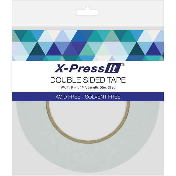 X-press It Double Sided Tissue Tape, Low-tack, .25" X 55 Yds., White