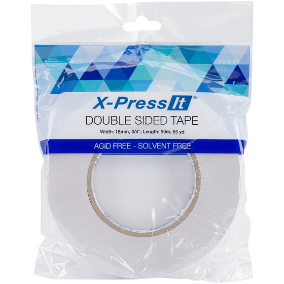 X-press It Double Sided Tissue Tape, Low-tack, .75" X 55 Yds, White