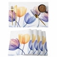 thumbnail image 1 of X-ray Floral Placemats Set of 4, Yellow Brown Tulips Flower Blue Leaf Spring Non-Slip Place Mats Washable Table Mats for Kitchen Dining Table Decorations Indoor/Outdoor, 1 of 9