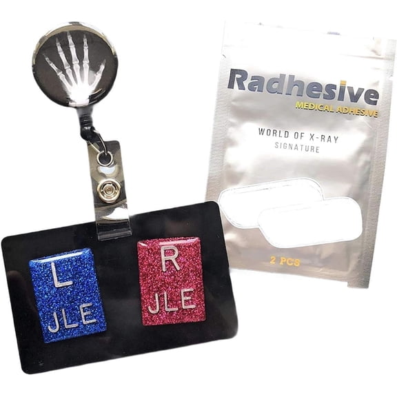 X-ray Tech Bundle, Xray Markers, Large Rectangle, Badge Reel, Marker Holder, Radhesive