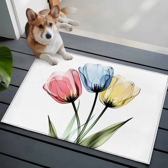 X-ray Tulips 2x3 Area Rugs for Living Room, Colorful Floral Abstract Flowers Spring Summer Non Slip Floor Mat Washable Low-Profile Indoor Carpet for Bedroom, Dining Room, Bathroom
