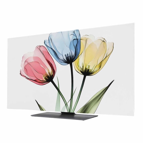 X-ray Tulips TV Dust Cover 24 Inch, Colorful Floral Abstract Flowers Spring Summer Computer Monitor Cover Dustproof Stretchable Indoor TV Screen Protector for LED LCD Universal Monitors
