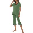 thumbnail image 1 of X'soft Women's Casual Short Sleeve Top Carpi Pants Sleepwear PJ Sets, 1 of 7