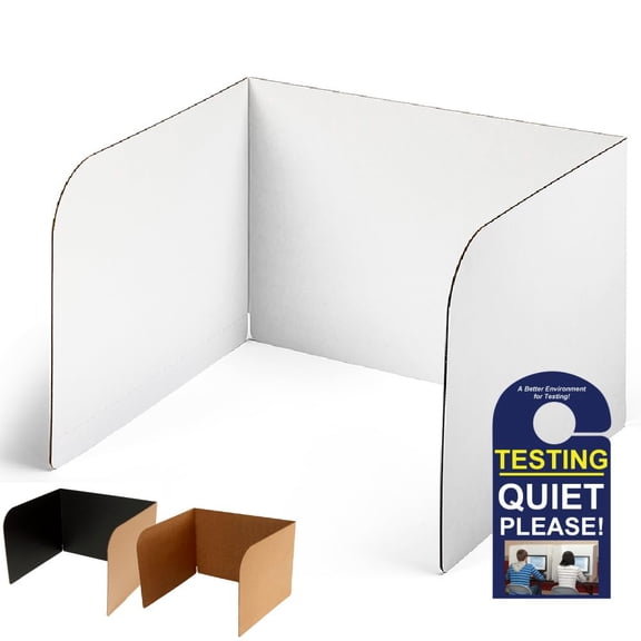 X-tra Large & Sturdy Premium™ Testing Privacy Shields - 13" Tall/30-Pack/White - American Made - Other Sizes - 5 Star - Millions Sold Since 2003 - Student Privacy Folders for Testing