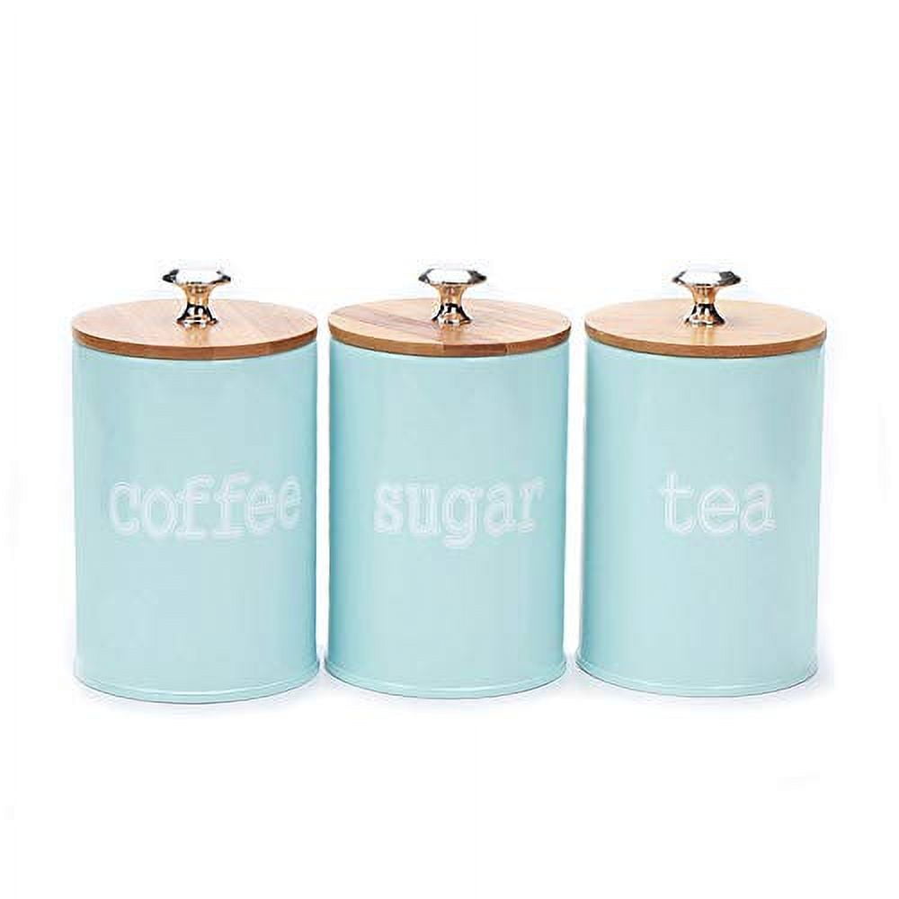 X022S Blue Set of 3 Metal Kitchen Food Storage Tin Canister/Jar