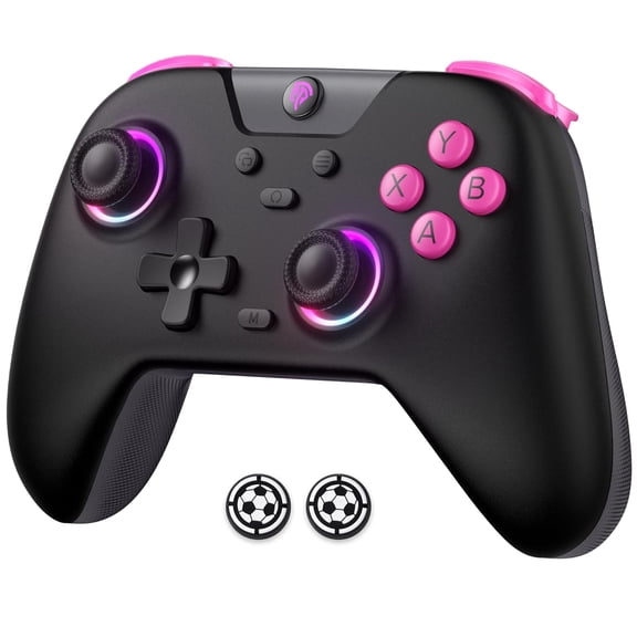 X05 2.4g Wireless Gaming Controller for PC/Steam/iPhone/Android/Switch - Bluetooth Controller Gamepad with Hall Effect, RGB Lights and Turbo, Anti-Drift Controller,Comes with Extra Thumb Grips