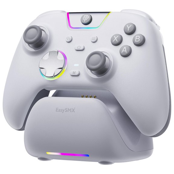 X05Pro Wireless PC Controller for PC/Switch/Android/iOS with with Charging Dock Low-Noise Buttons, Dual-Stage Impulse Triggers, Hall Joysticks with 1000Hz Polling, 2 Programmable Buttons