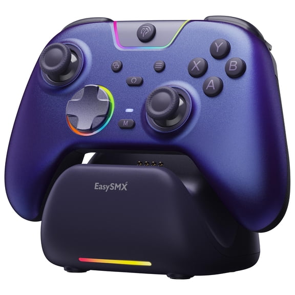 X05Pro Wireless PC Controller for PC/Switch/Android/iOS with with Charging Dock Low-Noise Buttons, Dual-Stage Impulse Triggers, Hall Joysticks with 1000Hz Polling, 2 Programmable Buttons