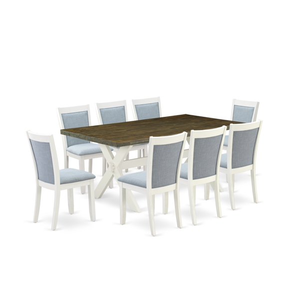 X077MZ015-9 9Pc Kitchen Set - Rectangular Table and 8 Parson Chairs - Multi-Color Color