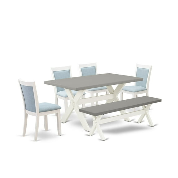 X096MZ015-6 6Pc Dinette Set - Rectangular Table , 4 Parson Chairs and a Bench - Multi-Color Color
